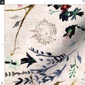 Romantic Floral Fabric - Fable Floral Blush by nouveau_bohemian - Woven Look Watercolor Blooms Botanical Fabric by the Yard by Spoonflower imagen 3