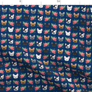 French Bulldog Fabric - French Bulldog Flowers Florals Frenchies Dog Girls Baby Nursery By Petfriendly - Fabric By The Yard With Spoonflower