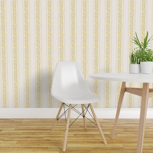 Floral Peel and Stick Wallpaper - Stripe Small Scale - Removable Wall Decor Art - Miniature Dollhouse Pattern by amberspace