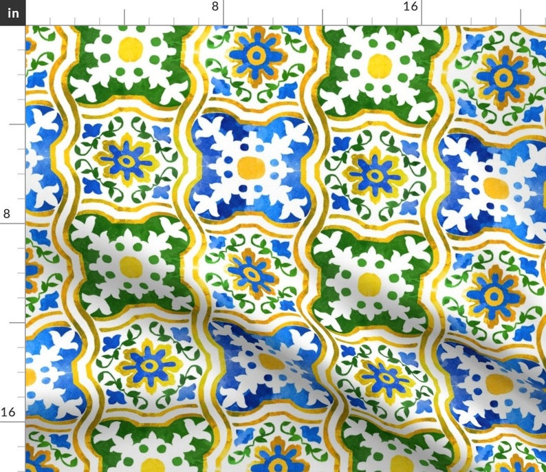 Spanish Tile Fabric Spanishtile3 by Gaiamarfurt Spanish Etsy