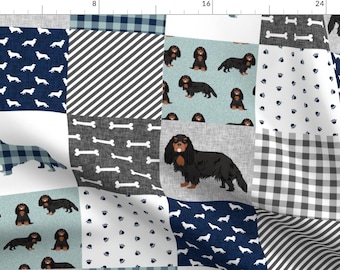 Cavalier King Charles Fabric - Cavalier King Charles Spaniel Pet Cheater Quilt By Petfriendly - Cotton Fabric By The Yard With Spoonflower