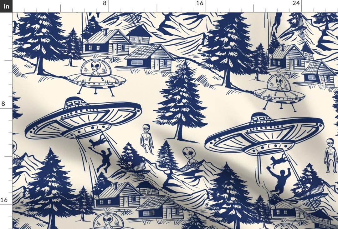 Toile Fabric - Alien Abduction by Floral_creation - Spaceships ...