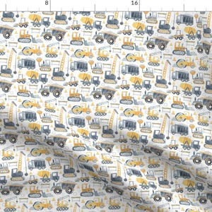 Heavy Machinery Fabric - Under Construction by nick_neuman - Construction Watercolor Yellow Gray Fabric by the Yard by Spoonflower image 1