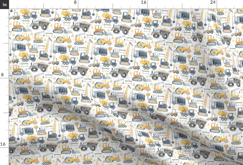 Heavy Machinery Fabric - Under Construction by nick_neuman - Construction Watercolor Yellow Gray Fabric by the Yard by Spoonflower image 1