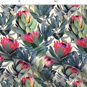 Floral Jungle Fabric - Painted Protea Floral By Micklyn - Protea Cotton Fabric By The Yard With Spoonflower