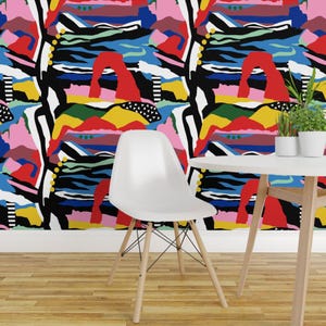 Papier peint postmoderne - Paysage abstrait de Yesterdaycollection - Rouleau de papier peint autocollant amovible style art du XXe siècle par Spoonflower