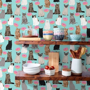 Cat Wallpaper Cats and Donuts Cat Cute Pink by Petfriendly Pink Custom