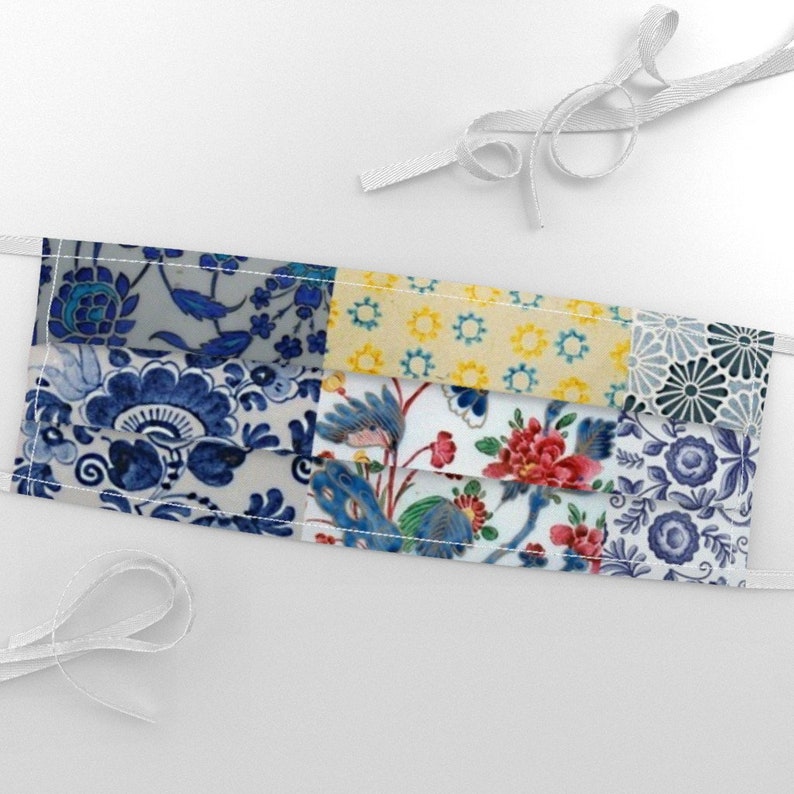 Blue Yellow Floral Cheater Quilt Fabric Vintage Inspired Etsy