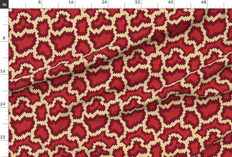 Python Pattern Fabric - Fiery Python By Willowbirdstudio - Python Red And Beige Snake Skin Cotton Fabric By The Yard With Spoonflower imagen 2