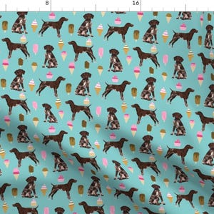 Pointer Hound Fabric - Ice Cream Cute Dogs German Shorthaired Pointer By Petfriendly - Dog Summer Cotton Fabric by the Yard with Spoonflower