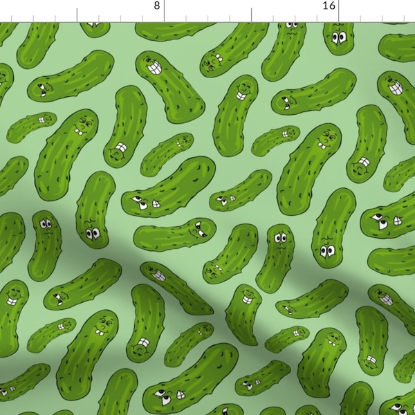 Pickles Fabric - A Peculiar Pile Of Pretty Pickles By Sixsleekswans Cute Green Gherkin Cucumber - Cotton Fabric By The Yard With Spoonflower