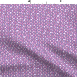 Donuts Fabric - Micro Scale Heart Shaped Donuts Valentines Pink On Purple By Littlearrowdesign - Cotton Fabric By The Yard With Spoonflower