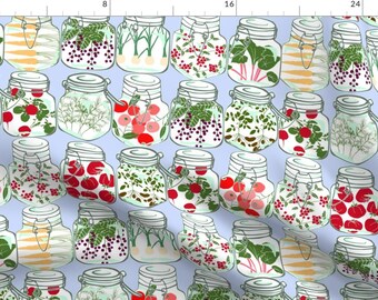 Summer Canning Fabric - Preserves By Karinka - Summer Canning Home and Kitchen Decor Cotton Fabric By The Yard With Spoonflower