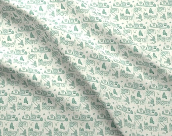 Halflings Fabric - Green Fantasy Toile By Spikymammal - Halflings Fantasy Fictional Green Toile Cotton Fabric By The Yard With Spoonflower