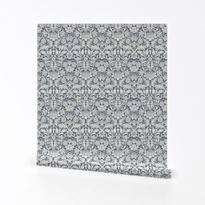 Victorian Floral Peel and Stick Wallpaper - English Garden William Morris - Removable Wall Decor Art - Sunflower Blue by wbbeardie image 2