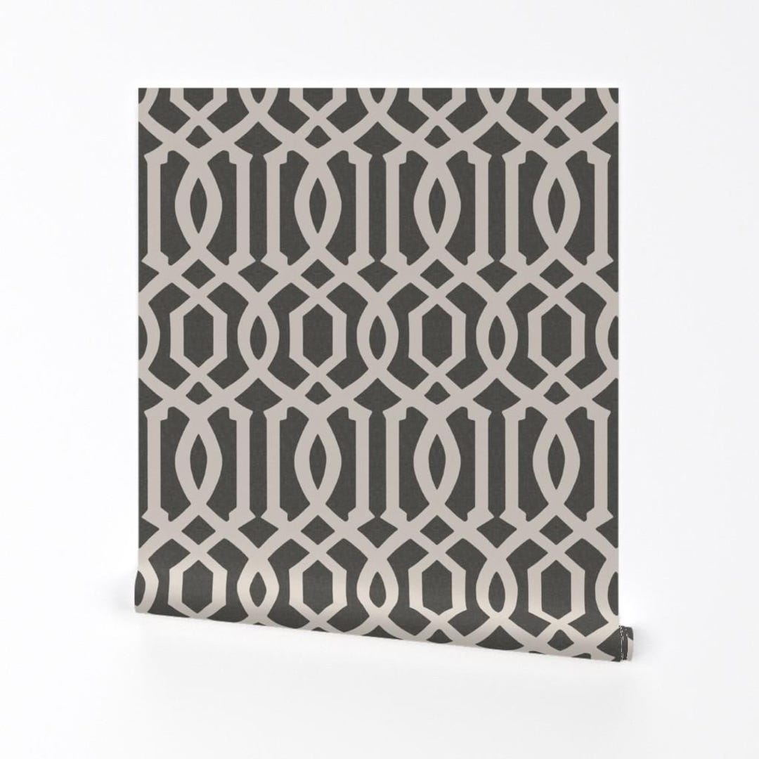 Imperial Wallpaper - Trellis Charcoal by Willowlanetextiles - Imperial ...