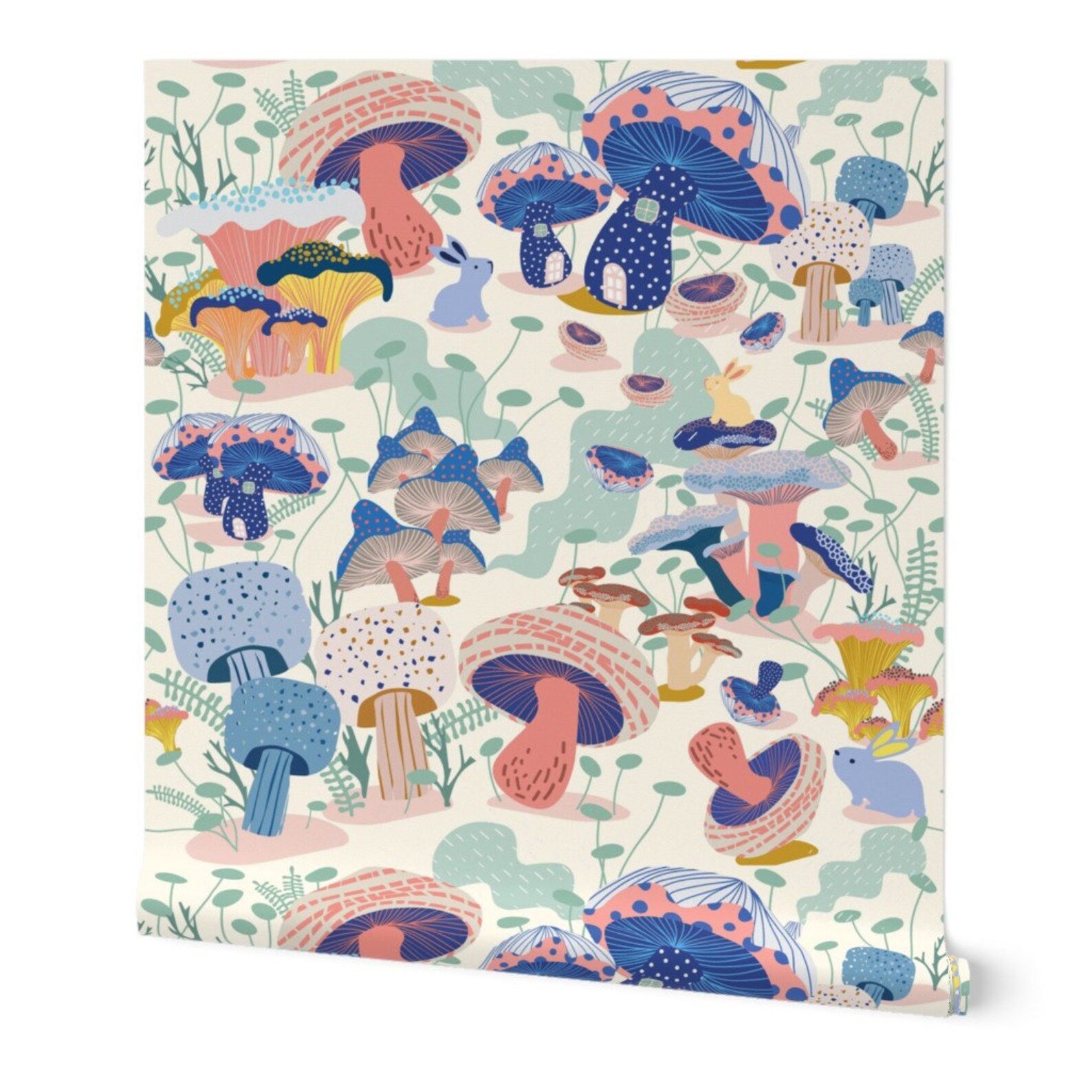 Mushroom Wallpaper Whimsical Mushroom Garden by Narae Studio | Etsy