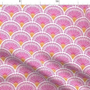 Hot Pink Arches Fabric - Happy Boho Deco by aliceandida - Orange Geometric Abstract Colorful  Fabric by the Yard by Spoonflower