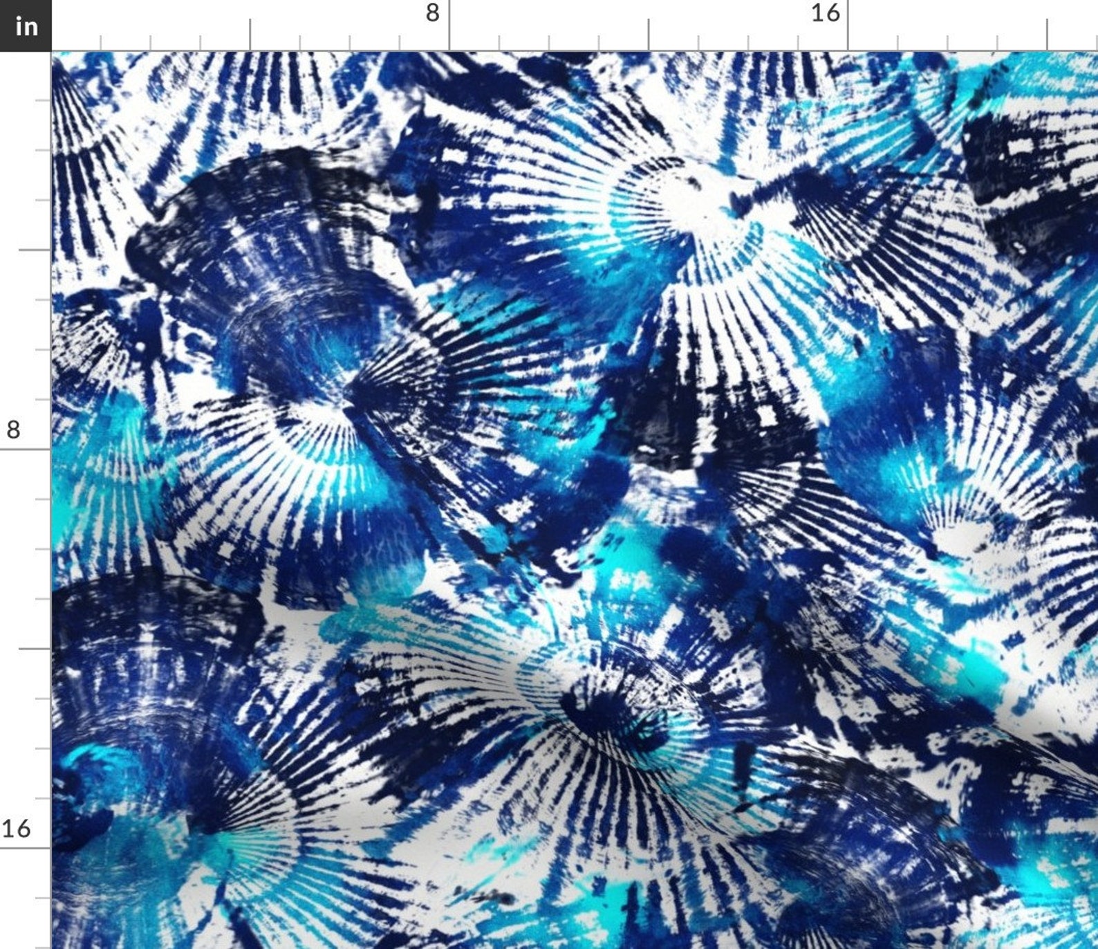 Seashell Blue Abstract Ocean Pattern Fabric Spider Seashell - Etsy