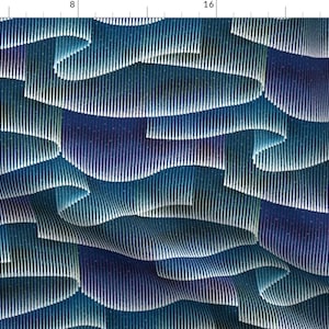 Northern Lights Fabric - Aurora Borealis Color Sky Lights By Mia Valdez - Purple Blue Abstract Cotton Fabric By The Yard With Spoonflower