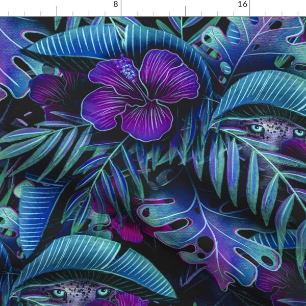 Jewel Tone Tropical Fabric - Jungle Glow By Ashleyinthestars - Moody Tropical Rainforest Island Cotton Fabric By The Yard With Spoonflower