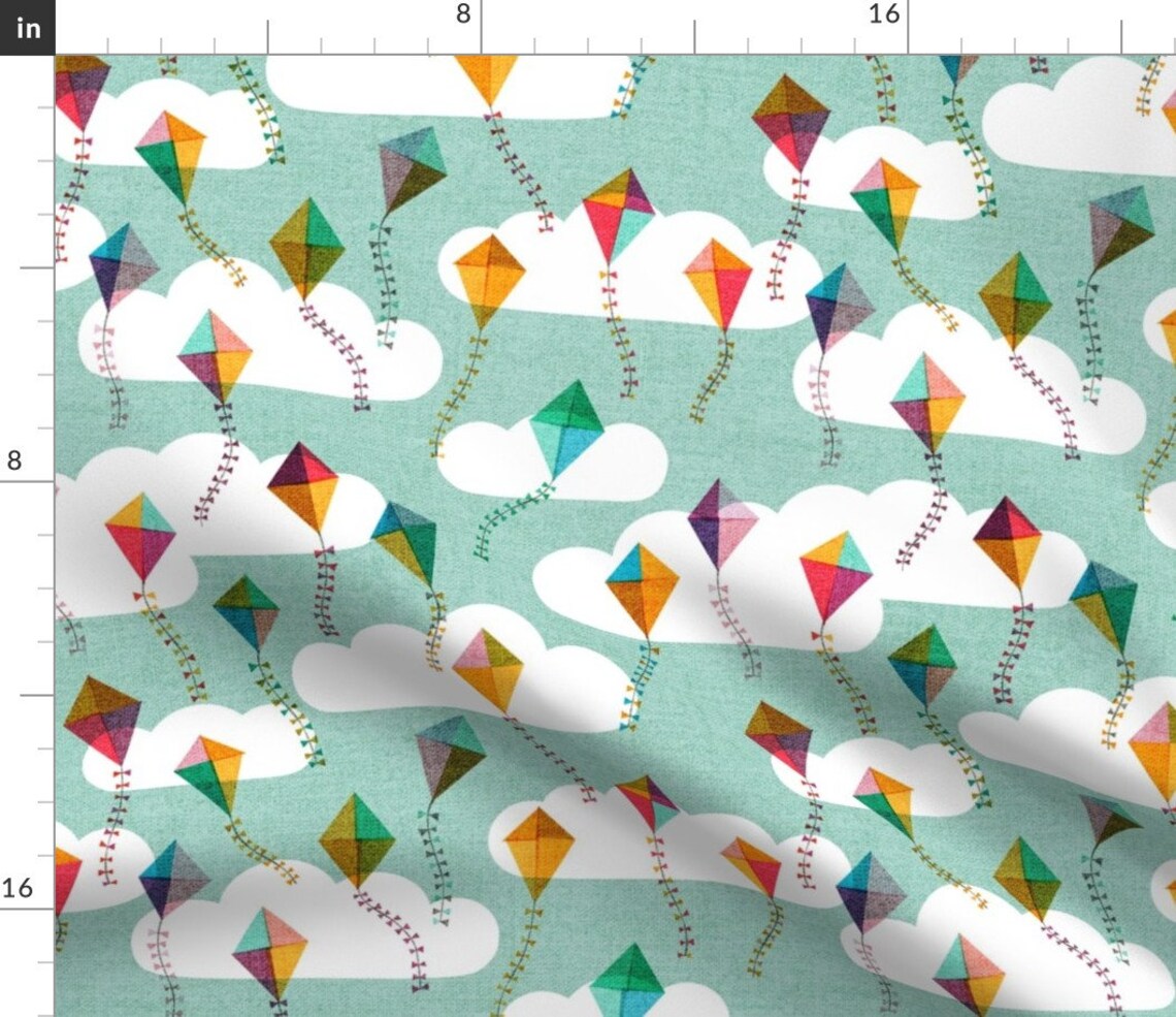 Colorful Flying Kites Fabric Flying Kites Rainbow sky by Etsy
