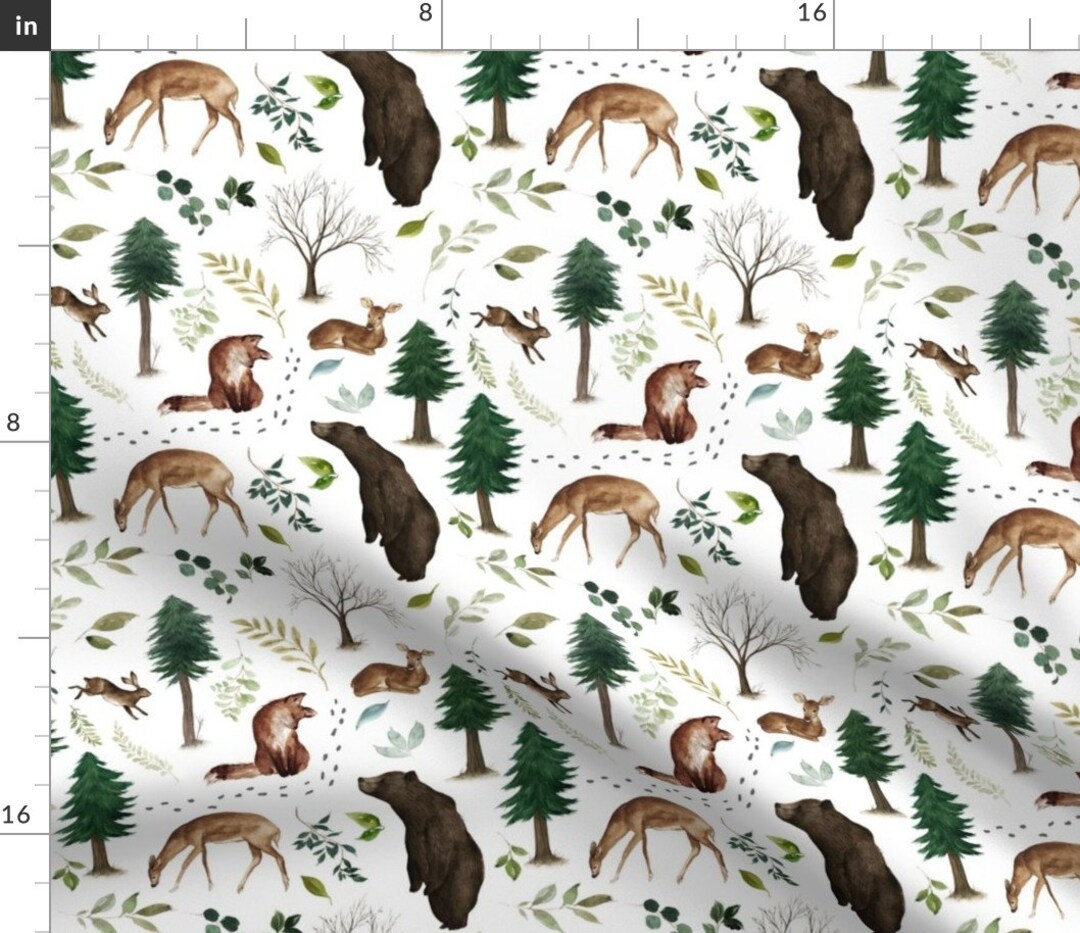 Tiny Woodland Animals Fabric Woodland Animals in the Forest by