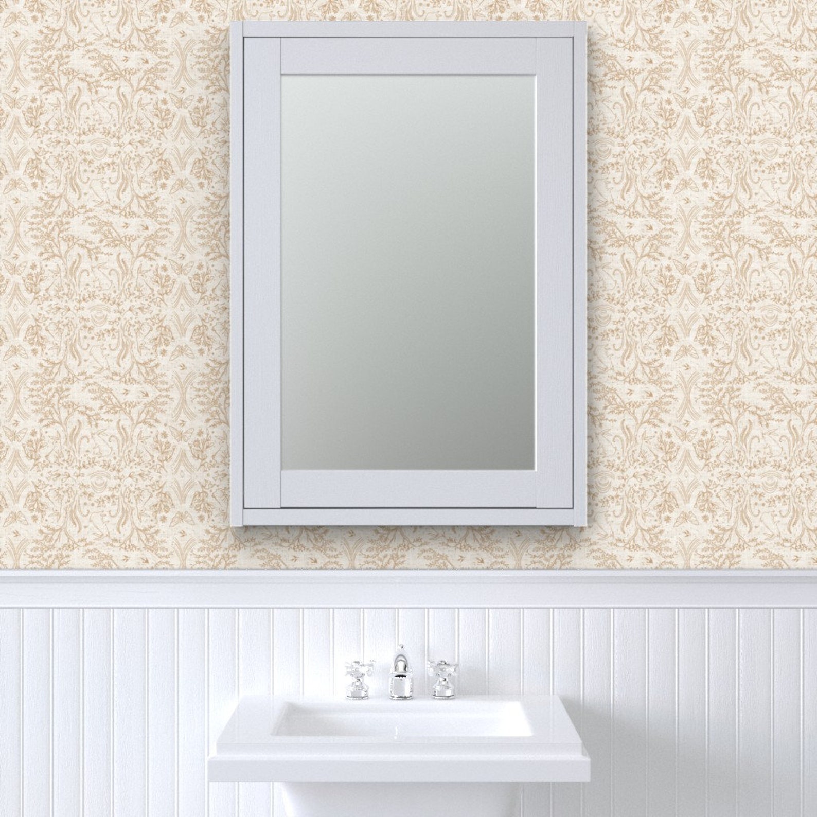 Neutral Toile Wallpaper Sonetto Garden by Nouveau Bohemian - Etsy