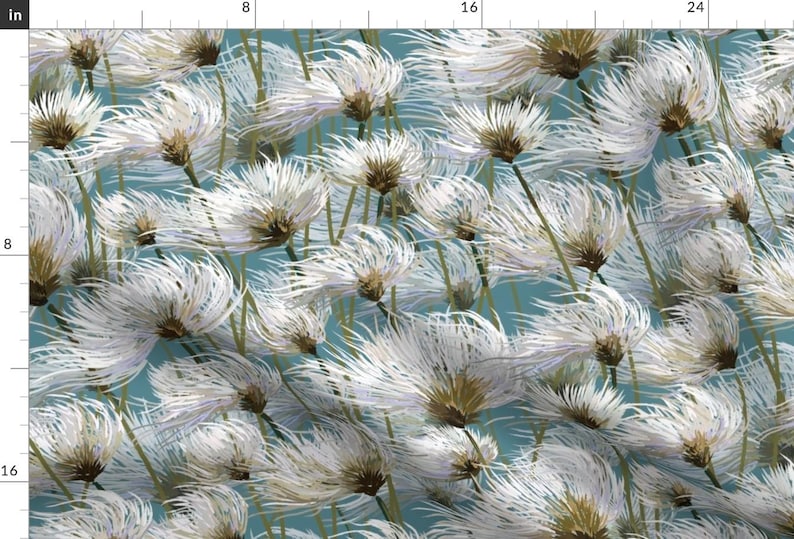 Beach Grass Fabric - Cotton Grass Dream By Southwind - Blue White Green Nature Meadow Summer Cotton Fabric By The Yard With Spoonflower image 1