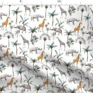 Watercolor Animals Fabric - Watercolor Jungle Safari by corasofia - Jungle Safari Gender Neutral Unisex Fabric by the Yard by Spoonflower image 1