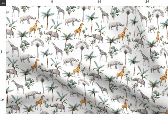 Watercolor Animals Fabric - Watercolor Jungle Safari by corasofia - Jungle Safari Gender Neutral Unisex  Fabric by the Yard by Spoonflower