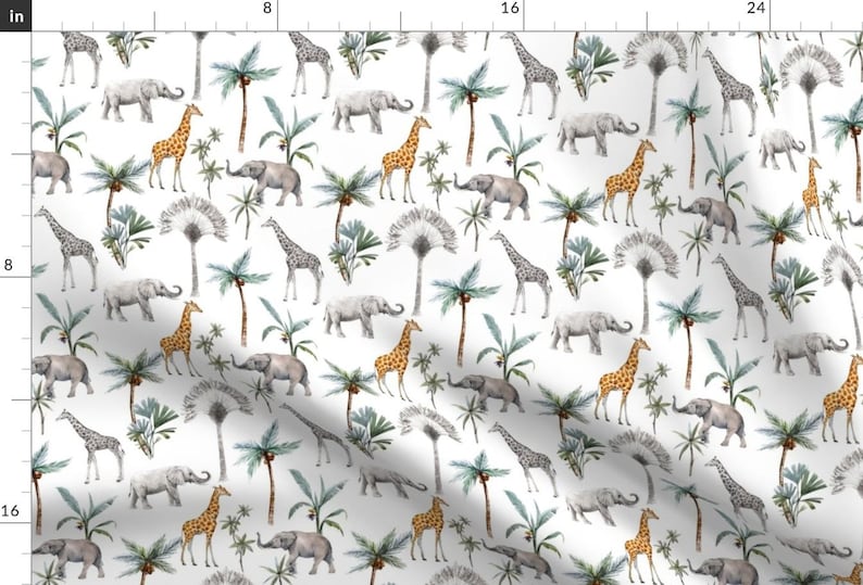 Watercolor Animals Fabric - Watercolor Jungle Safari by corasofia - Jungle Safari Gender Neutral Unisex Fabric by the Yard by Spoonflower image 1