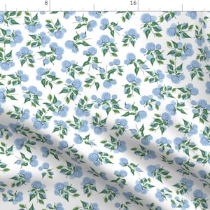 Tiny Hydrangea Fabric - Hydrangea by chrissyink - Blue And White  Small Scale Botanical Florals Regency  Fabric by the Yard by Spoonflower