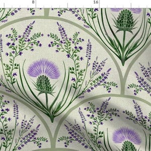 Nouveau Wildflowers Fabric - Scottish Thistle by marjorie_howe - Purple Thistle Scotland Scot Scallop Fabric by the Yard by Spoonflower