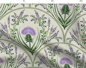 Nouveau Wildflowers Fabric - Scottish Thistle by marjorie_howe - Purple Thistle Scotland Scot Scallop Fabric by the Yard by Spoonflower