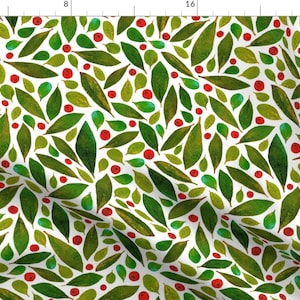 Winter Flora Christmas Fabric - Holiday Greens + Berries By Pattyryboltdesigns - Winter Flora Cotton Fabric By The Yard With Spoonflower