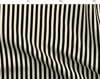Black Cream Stripe Fabric - Victorian Stripe by misentangledvision - Classic Victorian Simple Classic Fabric by the Yard by Spoonflower