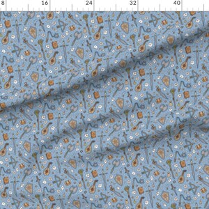 Mideval Tabletop Rpg Fabric - Rpg Quest Large In Blue Naturals By Moonpuff - Tabletop Rpg Cotton Fabric By The Yard With Spoonflower image 2