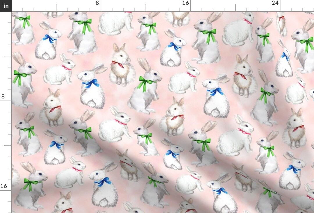 Watercolor Rabbit Fabric White Rabbits by Svetlana Prikhnenko Sprint ...