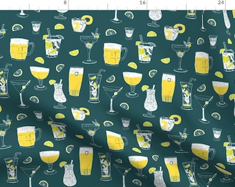 Mod Cocktail Fabric - Cocktails Beer By Revista - Beer and Cocktails Retro Hip Modern Vintage Cotton Fabric By The Yard With Spoonflower