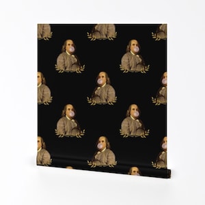 Historic Funny Wallpaper - Benji Chewing Gum By Rebelmod - President Black Bubblegum Removable Self Adhesive Wallpaper Roll by Spoonflower