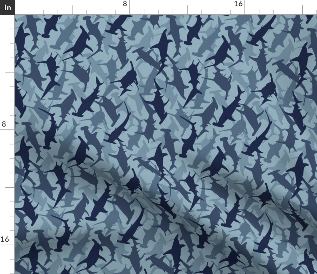 Blue Hammerhead Sharks Fabric Hammerheads by Kolekine Sharks Sea Life ...