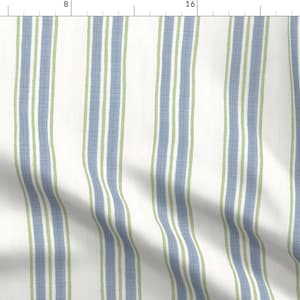 French Stripes Fabric - Anderson Stripe by danika_herrick - Ticking White Blue Basic Coastal Classic Green Fabric by the Yard by Spoonflower