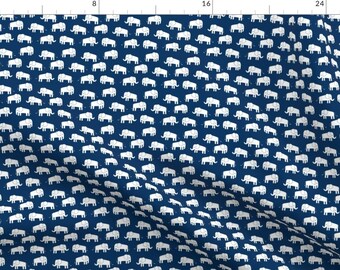 Elephant Fabric - Elephant Fabric Elephants Baby, Nursery, Cute Elephant Navy By Andrea Lauren - Cotton Fabric By The Yard With Spoonflower