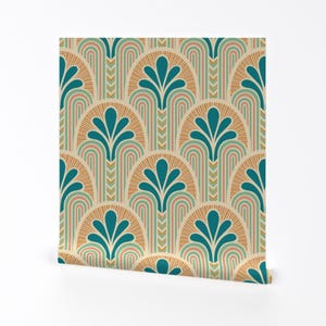 Abnehmbare Tapete im Art Deco Stil zum Abziehen und Aufkleben - Vintage Urlaubs Pastell Großformat - Wand Kunst Tapete - Miami Beach by new_branch_studio