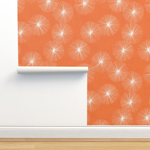 Mid Century Modern Commercial Grade Wallpaper Orange Etsy