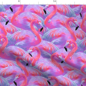 Bright Flamingo Fabric - Flamingo Fever In Tropical Paradise By Willowlanetextiles - Flamingo Cotton Fabric By The Yard With Spoonflower