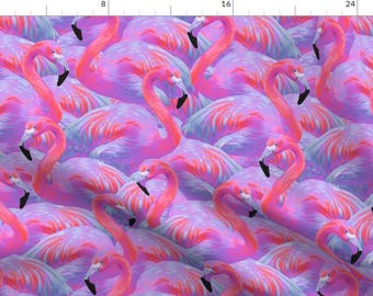 Bright Flamingo Fabric - Flamingo Fever In Tropical Paradise By Willowlanetextiles - Flamingo Cotton Fabric By The Yard With Spoonflower
