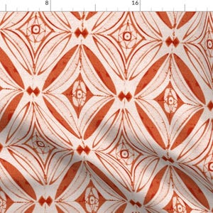 Terra Cotta Fabric - Shangri La - Terra Cotta Large Scale By Heatherdutton - Terra Cotta Cotton Fabric By The Yard With Spoonflower