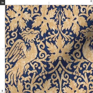 Victorian Fabric - Phoenix Damask 1a By Muhlenkott - Victorian Floral Damask Phoenix Gold Blue Cotton Fabric By The Yard With Spoonflower image 3
